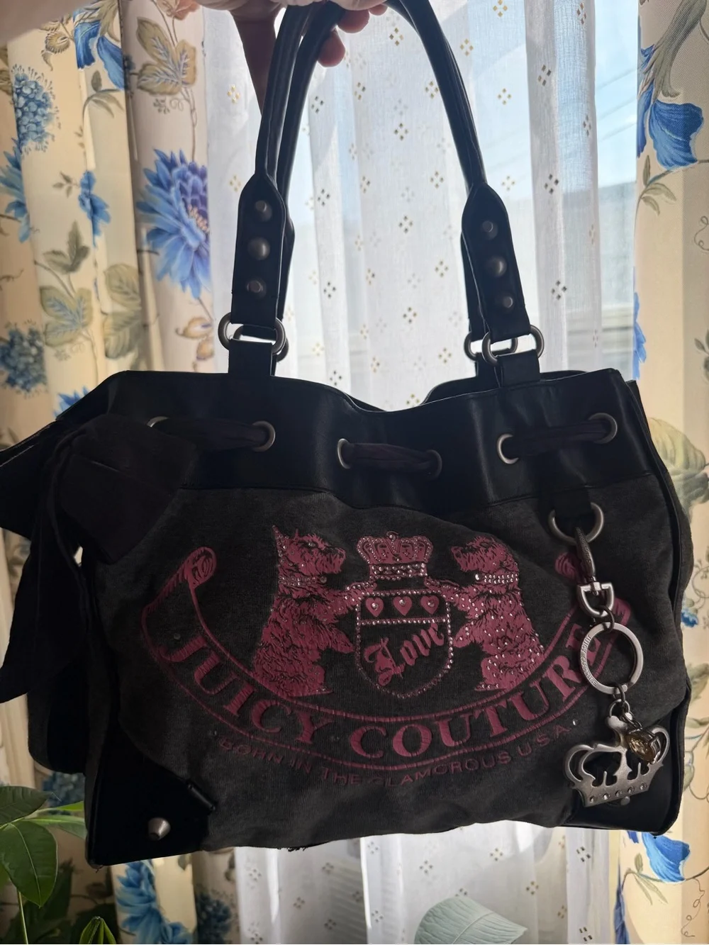 Y2K Juicy Couture Black & Pink Logo Tote Bag